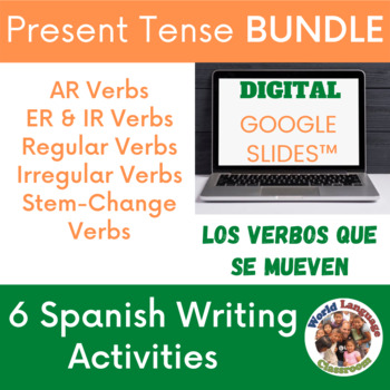 Preview of Spanish Present Tense Writing Activity Bundle (Moving Verbs)