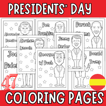 Preview of Spanish Presidents' Day Coloring Pages - February Coloring Sheets