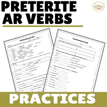 Preview of Preterite Tense Spanish Worksheets AR Regular Verbs Practice Activities & Review