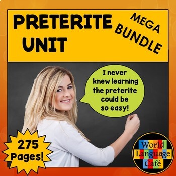 Preview of SPANISH PRETERITE ACTIVITES  BUNDLE ⭐ Games Video Quiz Test Worksheets⭐ Digital