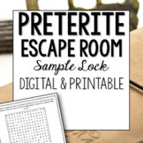 Spanish Preterite Escape Room Free Sample Lock