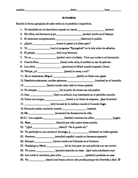 Spanish Preterite / Imperfect practice worksheet or quiz  30 sentences!