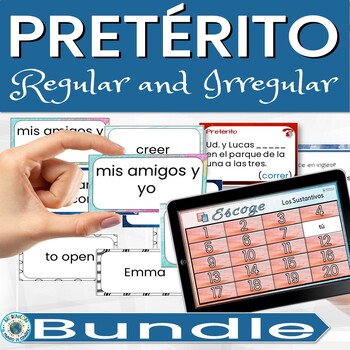 Preview of Spanish Preterite Reg Irreg Escoge Dos Digital Game and Printable Task Cards