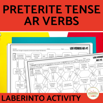 Preview of Regular AR VERBS Preterite Tense Spanish Worksheets Maze Practice Activity