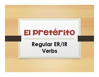 Preview of Spanish Preterite Regular ER and IR Notes With Video