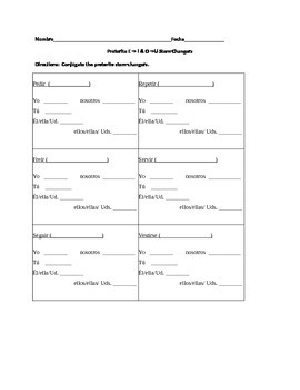 spanish preterite stem changing verbs e to i o to u