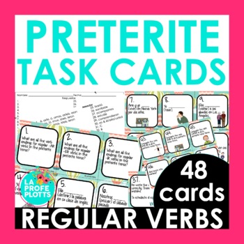 Preview of Spanish Preterite Tense Task Cards | Regular Preterite Verbs
