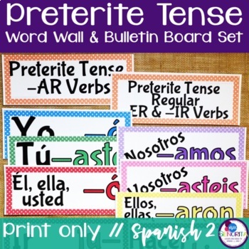 Preview of Spanish Preterite Tense Verb Conjugations Word Wall and Bulletin Board Set