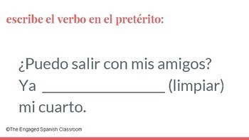 Spanish Preterite Tense AR Verbs Word Race FREE | TpT