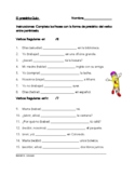 Spanish Preterite Tense Worksheet or Quiz: Regular Verbs O