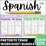 Spanish Preterite Verbs Worksheets AR ER IR Preterite Conj