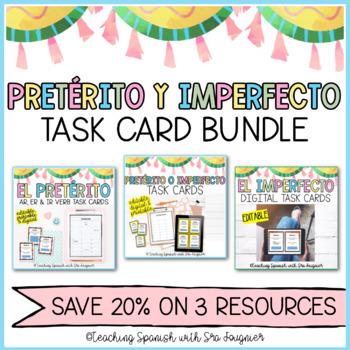 Preview of Spanish Preterite and Imperfect Digital Task Card Bundle