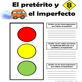 Preview of Spanish Preterite and Imperfect Traffic Light Phrase Indicator