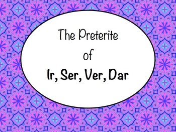 Preview of Spanish Preterite of Ir, Ser, Ver, & Dar PowerPoint Presentation Slideshow