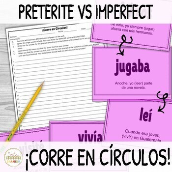 Preview of Spanish Preterite vs Imperfect ¡Corre en Círculos! No Prep Review Game Activity