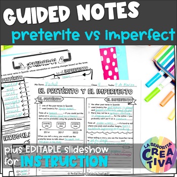 Preview of Spanish Preterite vs Imperfect Guided Notes and Slideshow