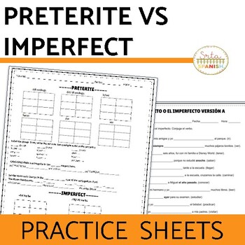 Preview of Spanish Preterite vs Imperfect Practice Activities Worksheets and Exit Tickets