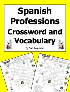 Preview of Spanish Professions Crossword Puzzle, IDs, and Vocabulary - Profesiones