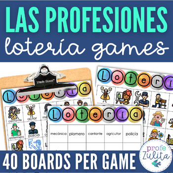 Preview of Spanish Professions Jobs Career Vocabulary Lotería Game - Las profesiones BINGO