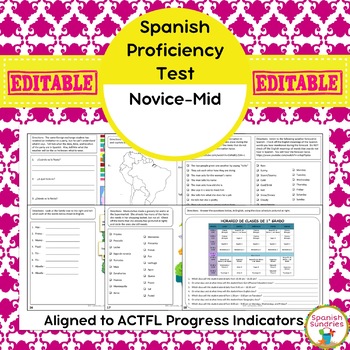 Preview of Spanish Proficiency or Placement Test:  Novice-Mid