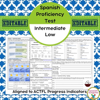 Preview of Spanish Proficiency or Placement Test:  Intermediate-Low