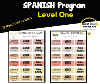 Preview of Spanish Program Level One-Lessons
