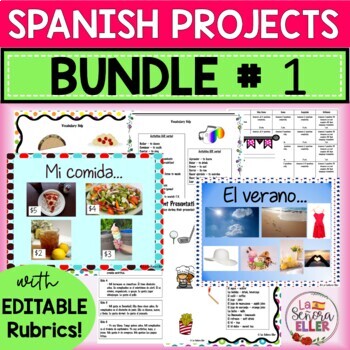Preview of Spanish Projects BUNDLE 1 | Spanish 1 Review | Back to School
