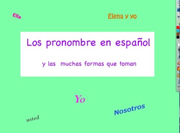 Preview of Spanish Pronouns Interactive Slide Show - Los pronombres Para Promethean Board