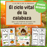 Spanish Pumpkin Life Cycle Flashcards for PreK, Kindergart