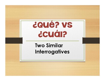 Preview of Spanish Qué Vs Cuál Notes With Video