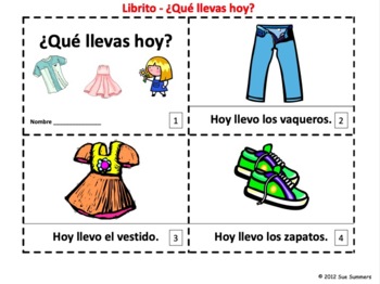 Preview of Spanish Clothing Emergent Reader Booklet - ¿Qué Llevas? - La Ropa