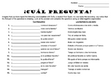 Spanish Question Words - Fill in the Blank