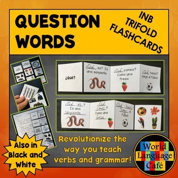 Preview of SPANISH QUESTION WORDS FLASHCARDS ⭐ Interactive Notebook Trifold Flashcards
