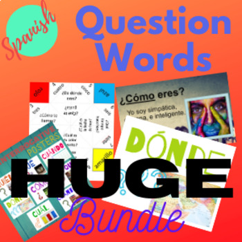 Preview of Spanish Interrogatives Question Words Activities Growing Bundle