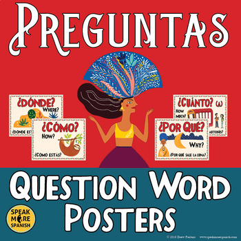 Preview of Spanish Question Words Posters | Spanish Classroom Decor with Culture