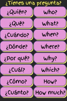 Preview of Spanish Question Words Preguntas