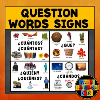 Preview of SPANISH QUESTION WORDS SIGNS ⭐ Interrogatives Posters Spanish Class Decor
