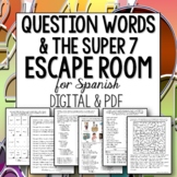 Spanish Question Words Super 7 Escape Room digital and printable