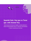 Spanish Quiz: Hay que vs Tener que with Answer Key