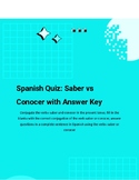 Spanish Quiz: Saber vs Conocer with Answer Key