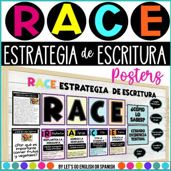 Preview of Spanish RACE Writing Strategy Posters Estrategia de Escritura con evidencia