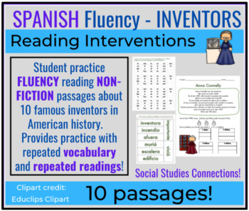 Preview of BUNDLE of Spanish READING Fluency INTERVENTIONS-  28 Nonfiction Passages