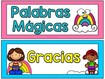 Temprano romántico Camión golpeado Spanish Rainbow Themed Kind Words - Palabras Mágicas Arcoiris by  Educaclipart