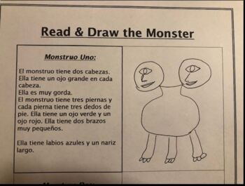 Spanish Read Draw Monster Activity By Brittany Baxter Tpt