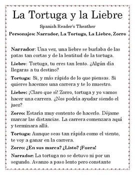 Preview of Spanish Reader's Theater: La Liebre y la Tortuga-Fabulas