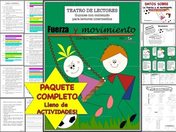 Preview of Spanish Reader's Theater Script: Force and Motion, Full Pack with Activities