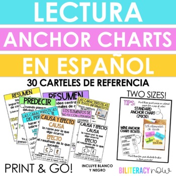 Preview of Spanish Reading Anchor Charts | Carteles de lectura