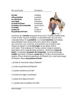 Preview of Preterite vs Imperfect Spanish Reading: En una boda Lectura