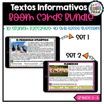Preview of Spanish Reading Comprehension Boom Cards BUNDLE - Textos informativos
