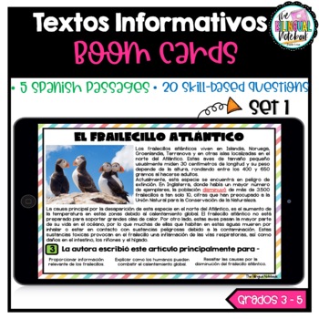 Preview of Spanish Reading Comprehension Boom cards Set 1 - Textos informativos